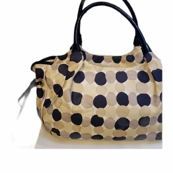 Kate SPADE STEVIE STRAWBERRY BANKE SHOULDER BAG, IVORY BAG WITH BLACK & TAN DOTS - Picture 2 of 16